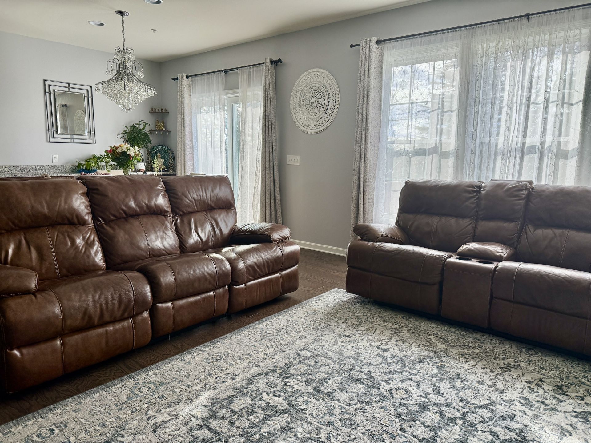 Ashley furniture leather recliner sofa and loveseat set