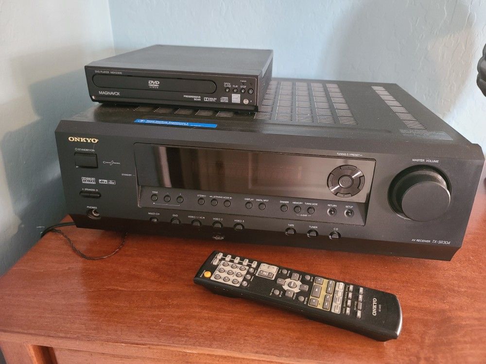Onkyo AV Receiver And Two 140 Watts Yamaha Speakers