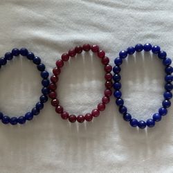 Set of Three Stretchy, Stone Bracelets
