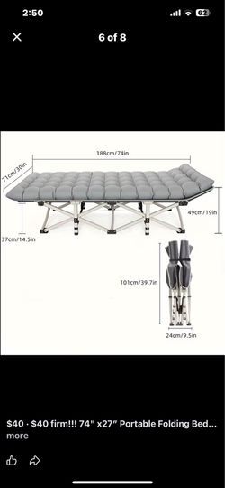 74" x27” Portable Folding Bed with  Mattress -