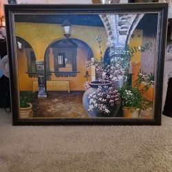 Large Hand Painted Courtyard Painting 36×48