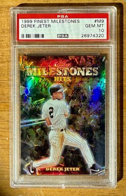 1999 Topps Finest DEREK JETER #M9 Milestones Hits Refractor/3000 PSA 10 Yankees