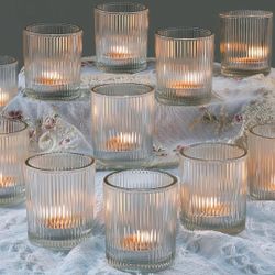 Clear 48pcs Votive Candle Holders, Clear Glass Tea Lights Candle Holder in Bulk for Table Centerpiece, Tealight Candle Holder for Weddings, Home Decor