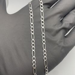 Solid 925 Sterling Silver 3.6mm Figaro 20in Chain Necklace