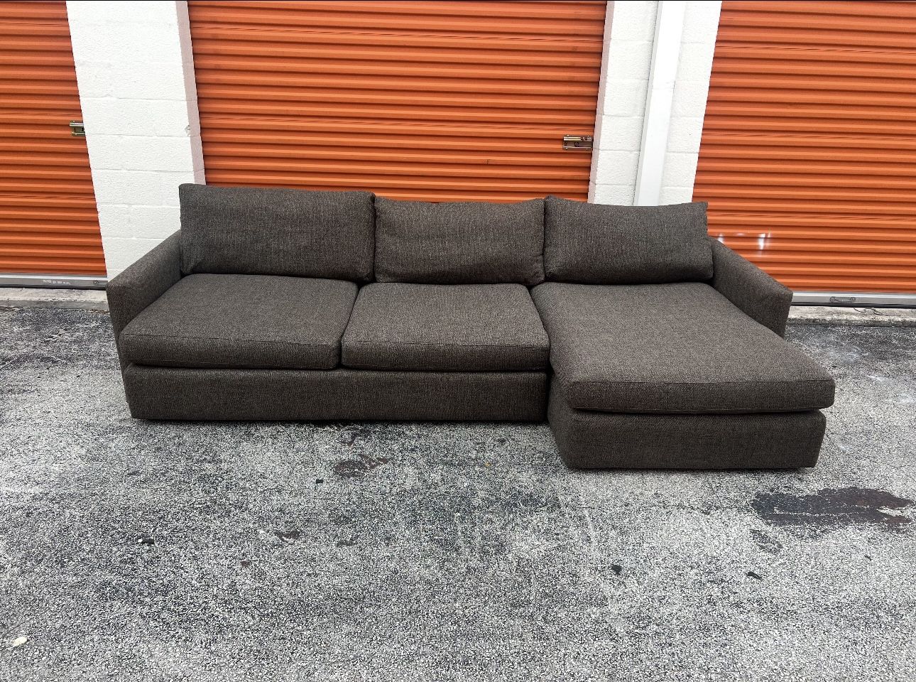 Crate & Barrel Volcanic Gray Sectional Sofa
