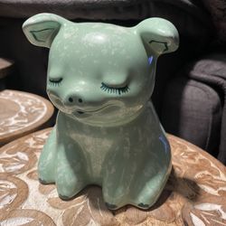 Vintage Western stoneware ceramic heavy chunky piggy 🐷 bank  