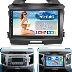 2+64G Radio for Kia Sportage 2010-2016 CarPlay Car Stereo Android 15 9'' Touch Screen Android Auto, AHD Backup Camera, Bluetooth, GPS