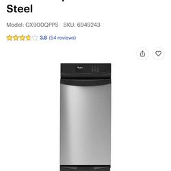 NEW WHIRLPOOL 15” TRASH COMPACTOR WITH A 3 YEAR EXTENDED WARRANTY FULLY TRANSFERABLE 11/29/25