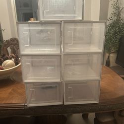 Kuject Large Shoe Organizers Storage Boxes for Closet, 7 Pack Plastic ...