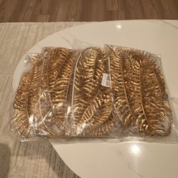 New Gold Decorative Faux Stems & Palm Leaves – Home Decor Bundle