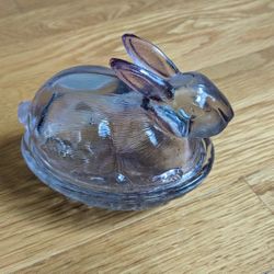 Light Purple Glass Bunny Rabbit On A Nest