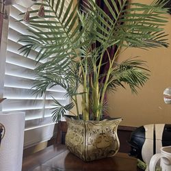 Faux Plant In Tin Vase