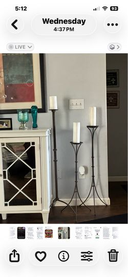 Set of 3 Tall Iron Floor Candle Holders