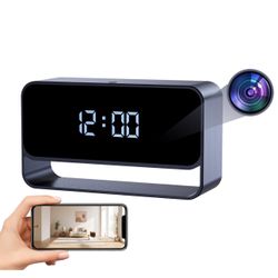 Hidden Camera Clock, FHD 1080P Wireless Secret Cam, WiFi Nanny Cam, Strong Night Vision, Small Discreet Cam for Home Indoor Security