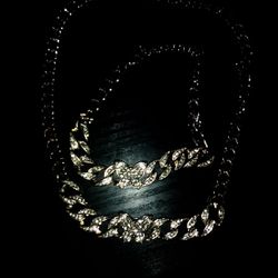 18k Gold Plated Necklace And Bracelet New Adjustable 