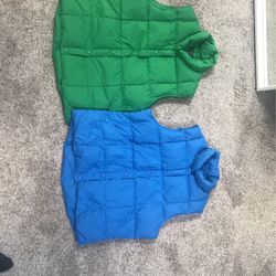 2 New Lands End Down Vest Green And Blue XL