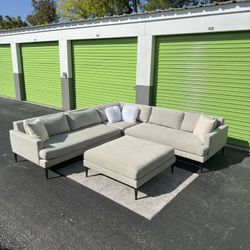 West Elm Frost Gray Andes Sectional Couch Sofa - Delivery Is Available 🚚