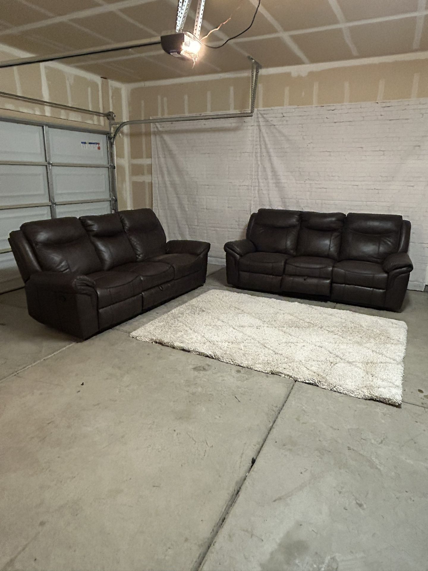 Beautiful Set Of Two Leather Sofas (Delivery Available)