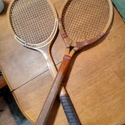 Two Authentic Very Old Tennis Rackets 