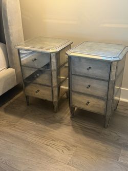 Set Of 2 - Restoration Hardware Mirrored Nightstands