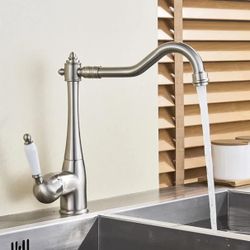 Kitchen Faucet Nickel/Black/Chrome  360 Degree Rotation Hot Cold Mixer Brass Stream Mode Wash Sink Tap,Kitchen Faucet