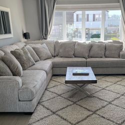 Large Modular Comfy Natural Linen L Shaped Deep Seating Long Sectional 💥 Sofa/ Couch/ Living Room Set🤩