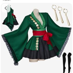 Roronoa Cosplay Costume Anime Halloween Outfits One Kimono Piece Robe Cloak XL