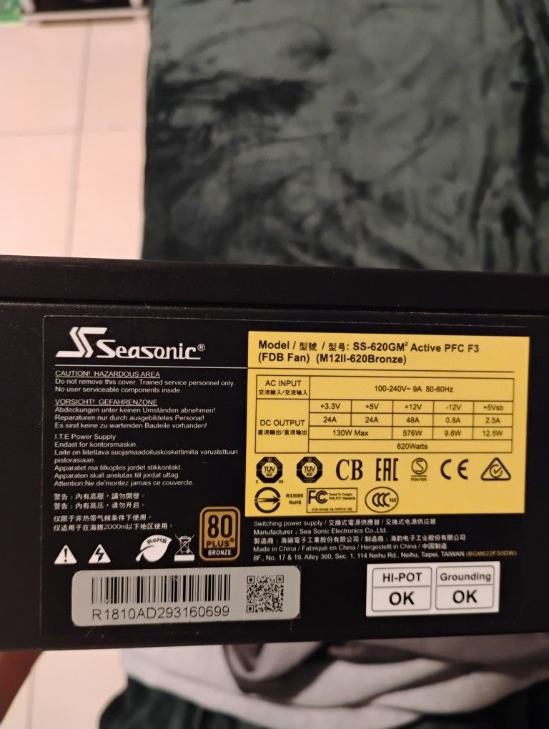 Seasonic Modular PC PSU Atx 620w Bronze Power Supply For Sale
