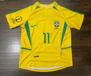 NEW Ronaldinho 11 Brazil Futbol Soccer Jersey World Cup 26 // 2002 finals Ronaldinho #11 Medium