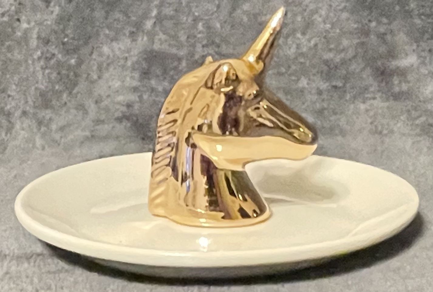 Isaac Jacobs Rose Gold Ceramic Unicorn Ring Holder Trinket Dish NWT.