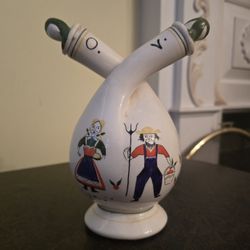 Vintage Fred Roberts Japanese Oil And Vinegar Ceramic Twist Decanter 