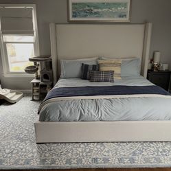 King Upholstered Wingback Bed