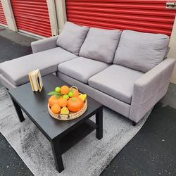 *Free delivery*Gray L sectional couch only removable covers exchangeable chaise like new light weigh