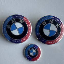 3PC For BMW Heritage Emblem Kit Hood Trunk Steering Whee lOGO Set 82mm+82mm or74mm+45mm