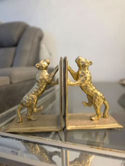 Vintage Gold Leopard Bookend Set