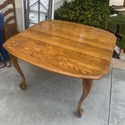 Oak Table, X 6 Chairs, 2 Leaf Extensions 