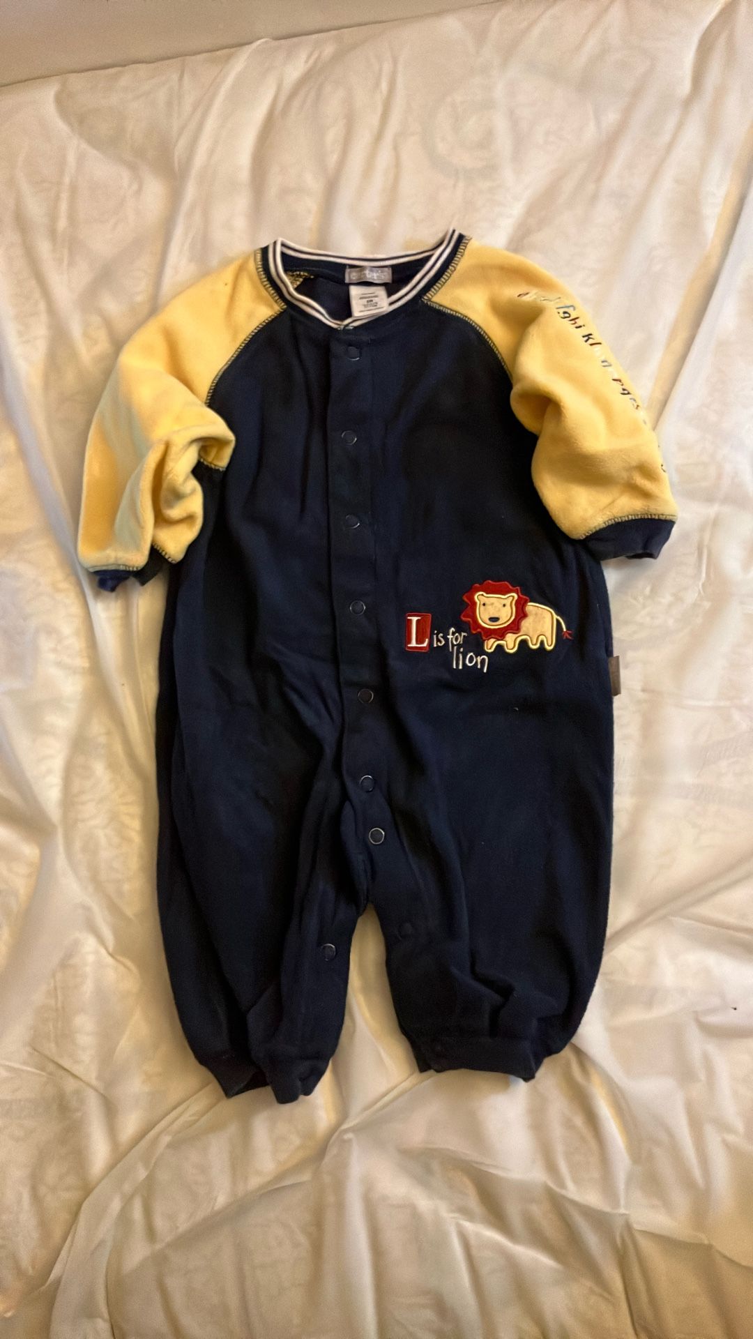Baby Infant Boys Size 6 Months L Is For Lion Non Footed Fleece 1 Pc Outfit
