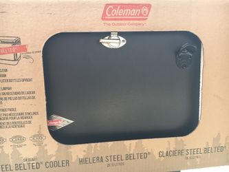 Coleman steel belted cooler with bottle opener attached