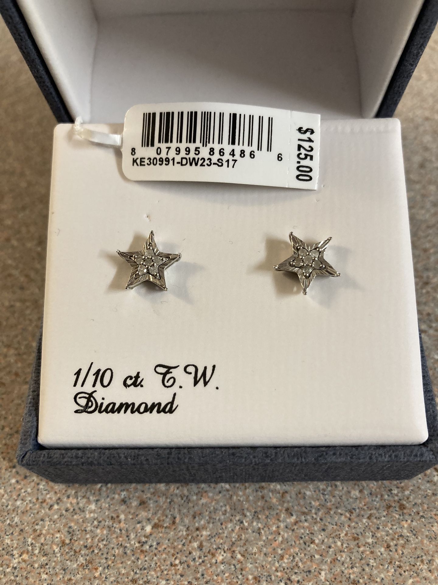 Sterling Silver Diamond Earrings 