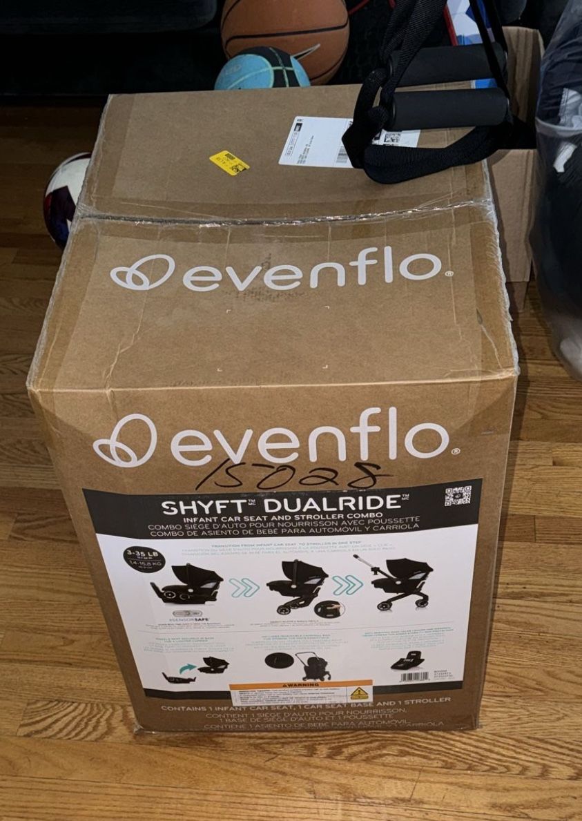 Evenflo Shyft DualRide Infant Car Seat and Stroller Combo with Carryall Storage (Boone Gray)