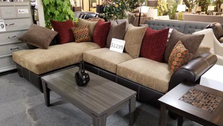 Brand new 127" x 72" brown pillow style sectional