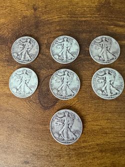 7x 1943 Walking Liberty Half Dollars – 90% Silver – VG – $525