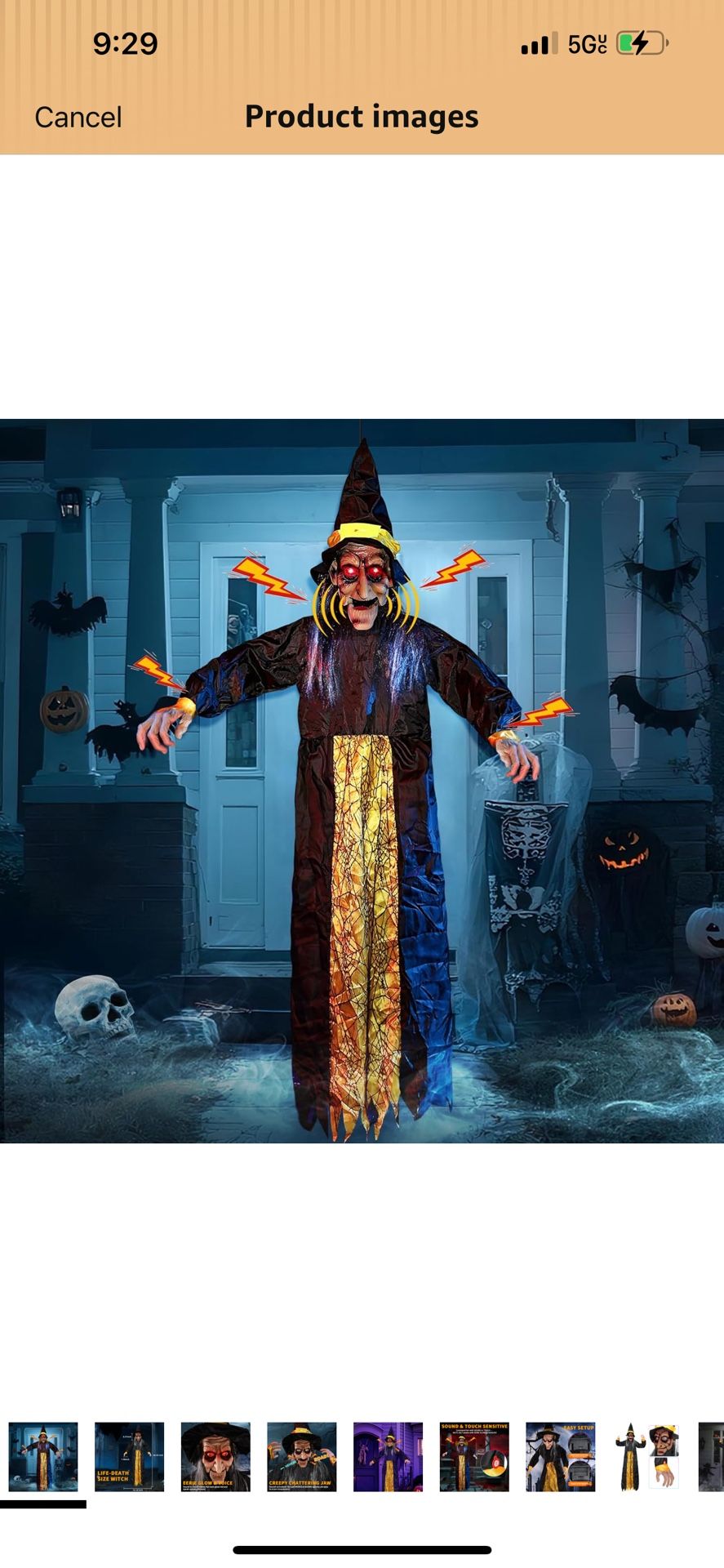 Lightess Halloween Decorations Outdoor, 6 Ft Halloween Animatronics with Creepy Sound, Light Up Eyes Hanging Witch Decor with Sound & Touch Activated,
