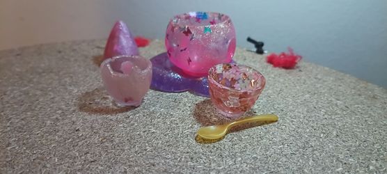 Handmade Resin Glitter Bowl an cup set