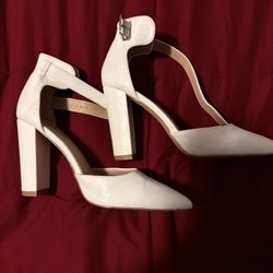 White Block Heels Size 8.5