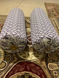 Pair of Bolster Pillows Purple Diamond Pattern