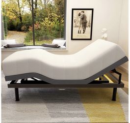 Full Size Adjustable Bed Base w/memory foam mattress