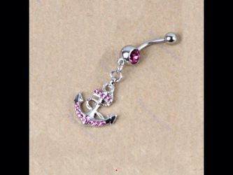 Pink anchor belly ring