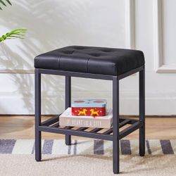 IBUYKE Rectangular Makeup Stool with Adjustable Feet and Storage Space, Footrest Chair, PU Vanity Seat, Multi-Use as Small Side Table or Ottoman, for 
