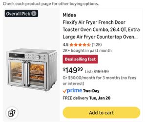 Midea Flexify French Door Toaster Oven Air Fryer Combo,
